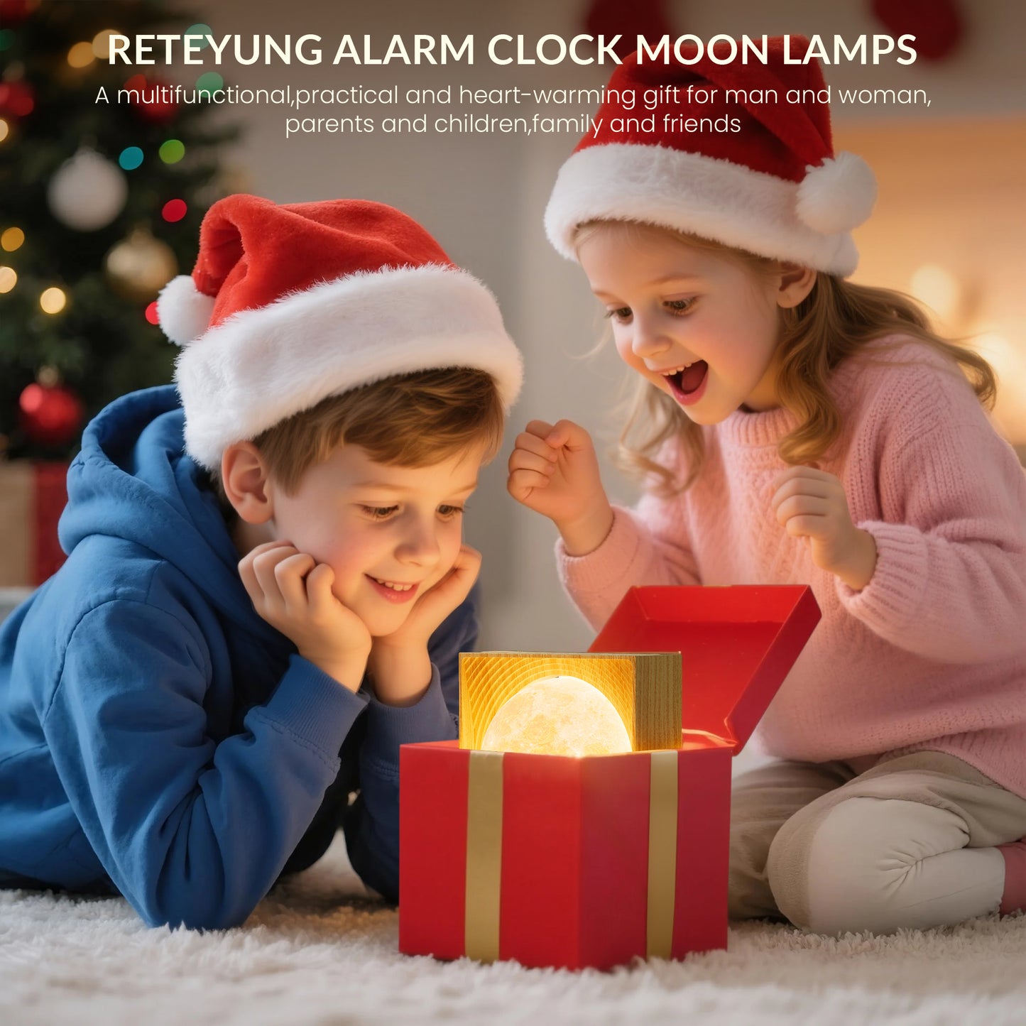 Sunrise Alarm Clocks for Heavy Sleepers,Rotatable Moon Light with Gentle Wake-Up,Clock Night Lamp for Bedrooms - Snooze,10 Light Effects,10 Nature Sounds,15 Ringtones for Adults,Kids,Nursery